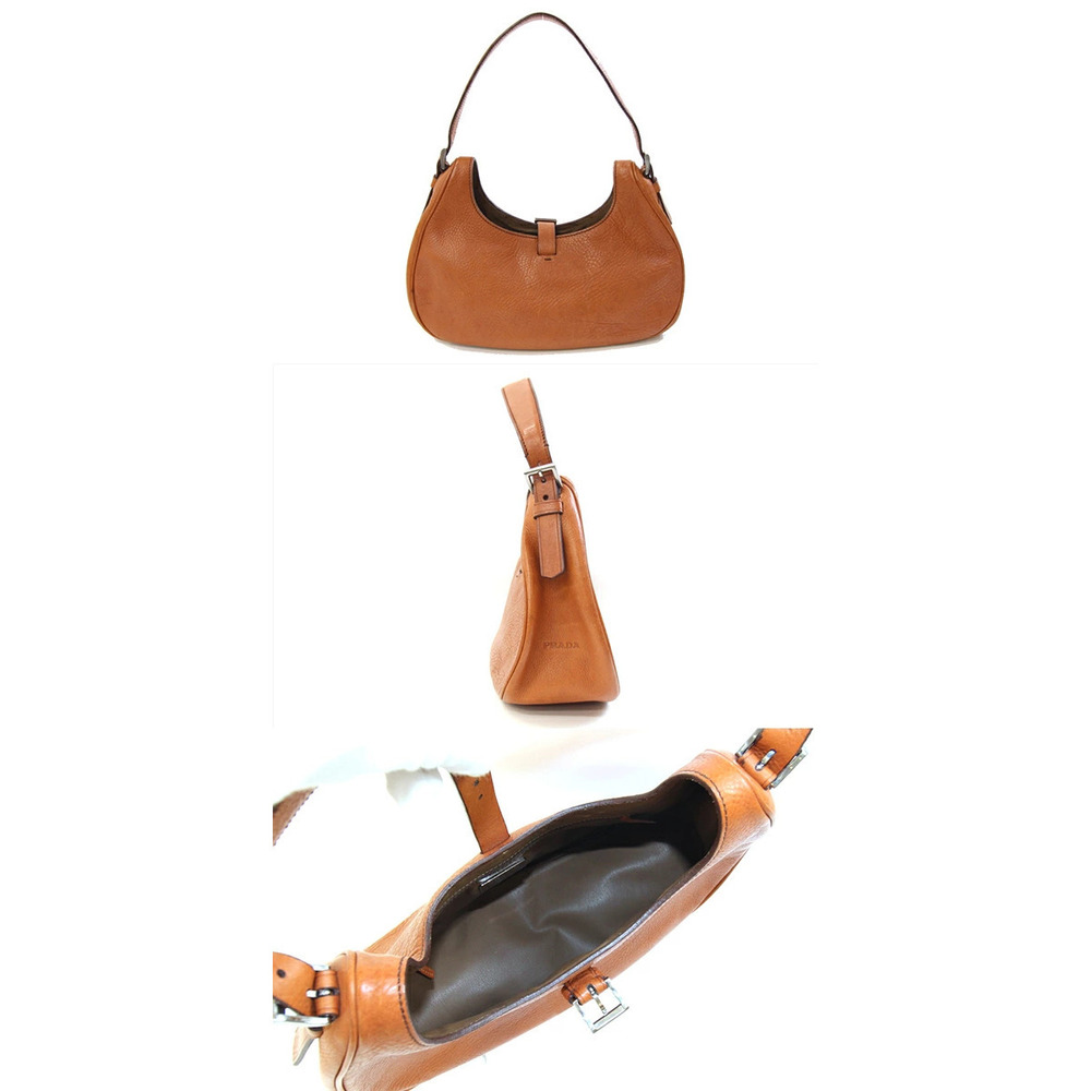 Prada Hobo Handbag Brown Bag Shoulder Leather